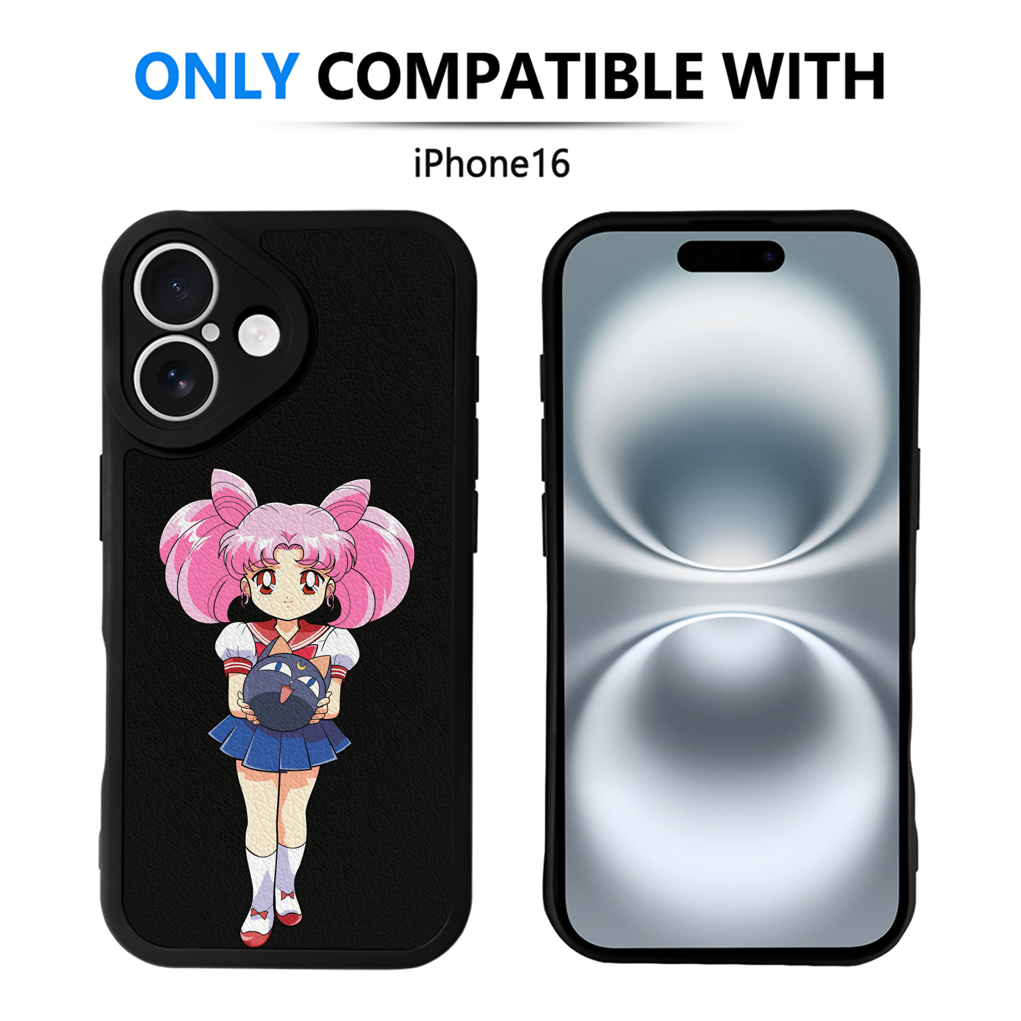 （画像用） 美少女戦士セーラームーン ちびうさ Sailor Moon Chibiusa Tsukino Usagi Small Lady Serenity 【iPhone 16シリーズ対応】シリコンスマホケース（レザー調） 材質：シリコン